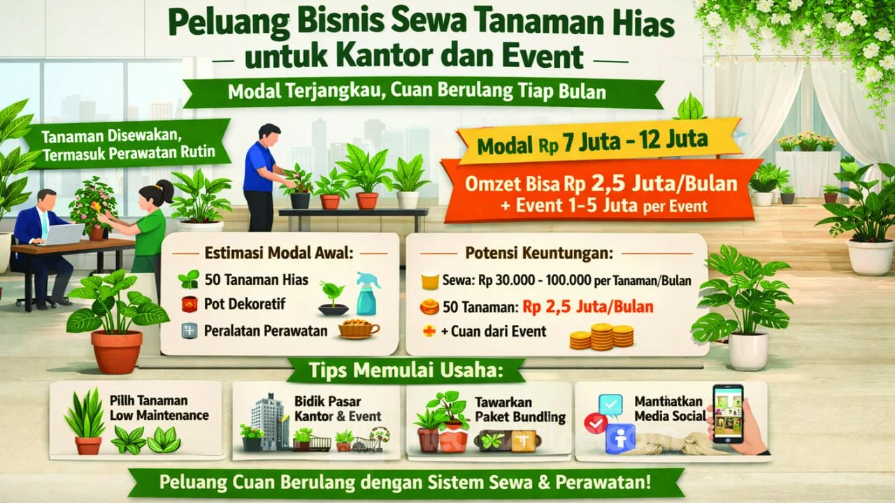 Peluang Bisnis Sewa Tanaman Hias untuk Kantor dan Event: Modal Terjangkau, Cuan Berulang Tiap Bulan