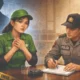Foto ilustrasi wanita melapor ke kantor polisi