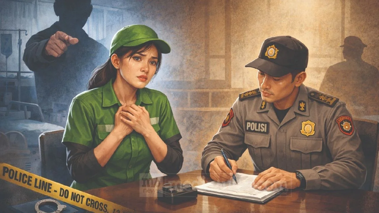 Foto ilustrasi wanita melapor ke kantor polisi