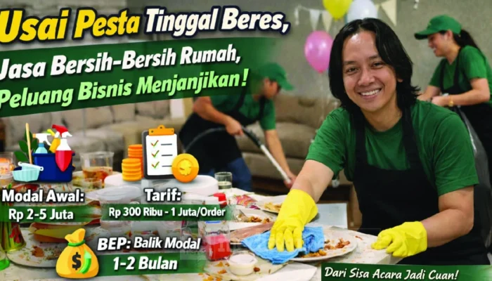 Usai Pesta Tinggal Beres, Jasa Bersih-Bersih Rumah Jadi Peluang Bisnis Menjanjikan