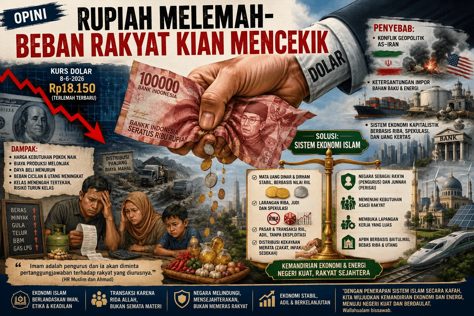 Rupiah Melemah-Beban Rakyat Kian Mencekik