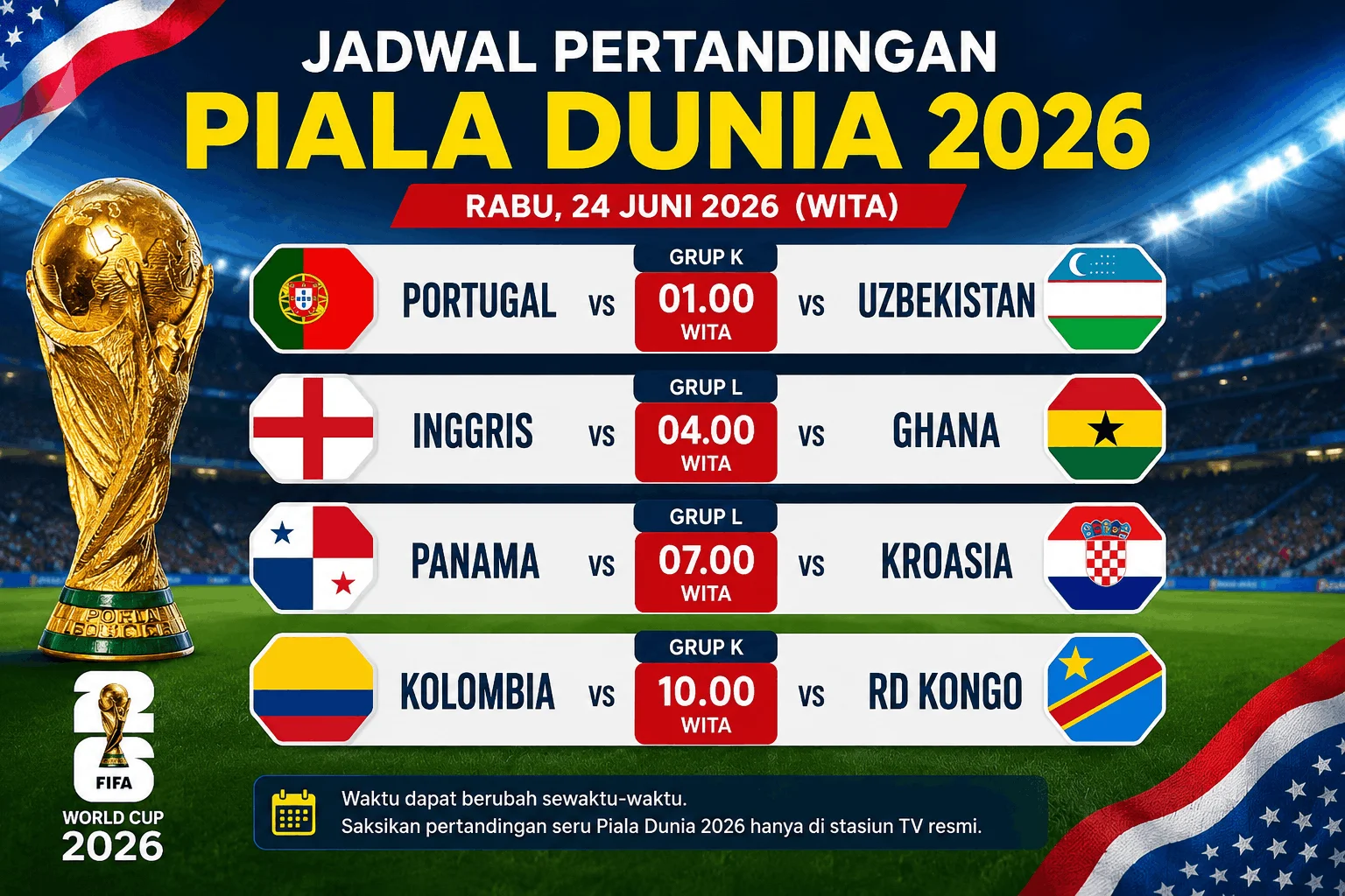 Piala Dunia 2026 Besok: Portugal dan Inggris Wajib Menang demi Jaga Peluang Lolos