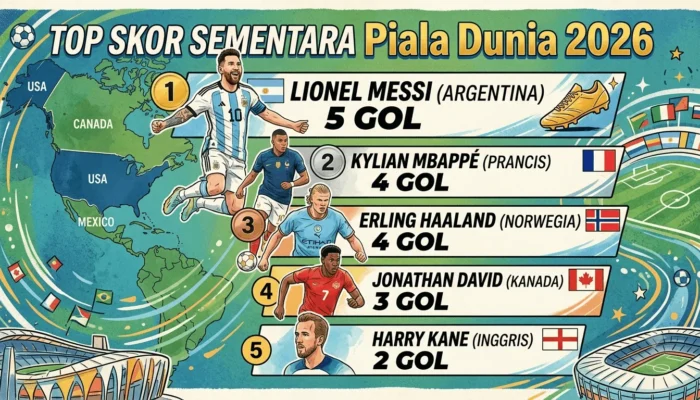 Top Skor Piala Dunia 2026: Messi Pimpin Perburuan Sepatu Emas, Mbappé dan Haaland Membayangi