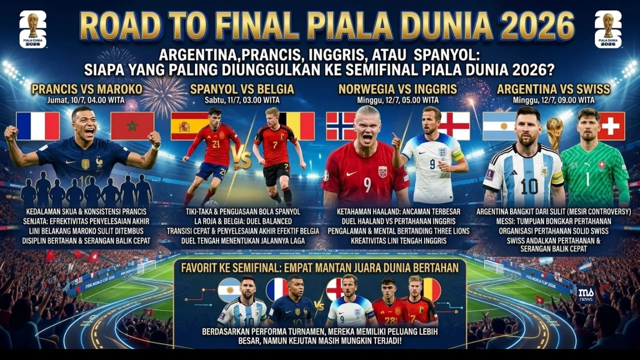 Argentina, Prancis, Inggris, atau Spanyol, Siapa yang Paling Diunggulkan ke Semifinal Piala Dunia 2026?