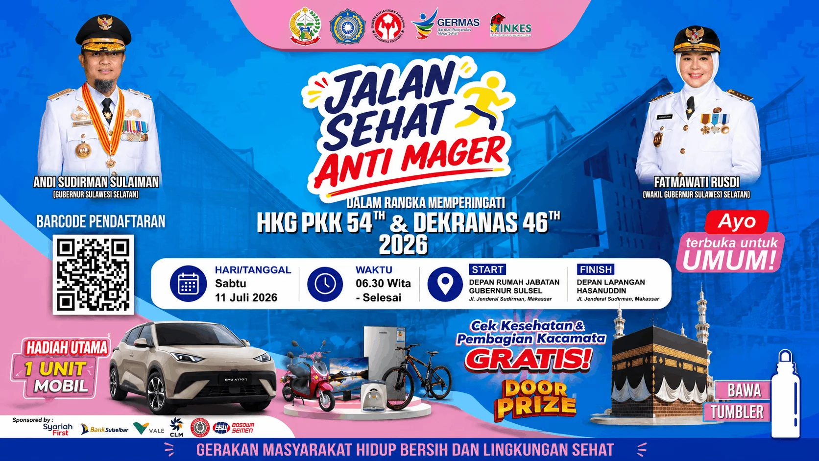 Pemprov Sulsel Ajak Warga Ikut Jalan Sehat Anti Mager Berhadiah Mobil