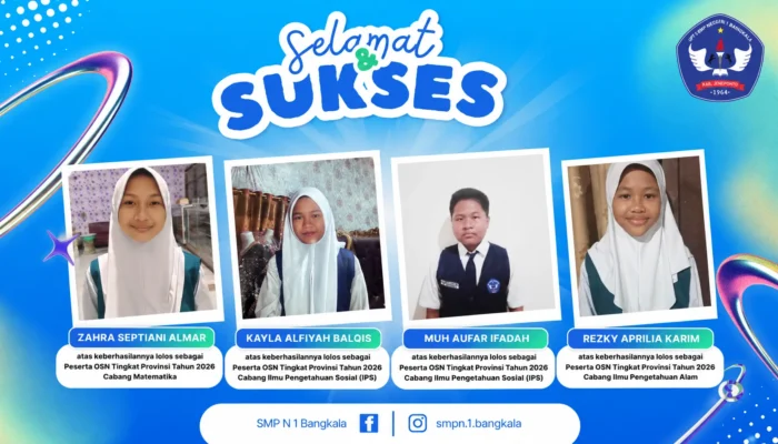 Empat Siswa SMPN 1 Bangkala Lolos Olimpiade Sains Tingkat Provinsi