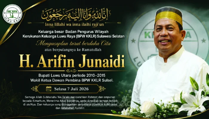 BPW KKLR Sulsel Berduka, Mantan Bupati Luwu Utara Arifin Junaidi Tutup Usia