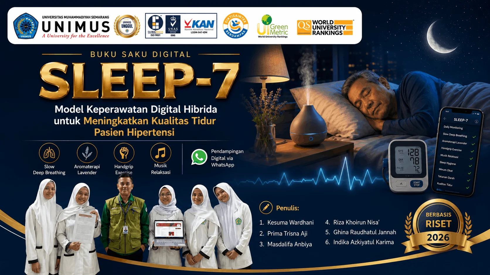 SLEEP-7 Karya Mahasiswa UNIMUS Siap Bantu Pasien Hipertensi Tidur Lebih Nyenyak