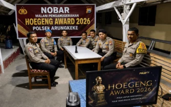 Nobar Hoegeng Award 2026, Kapolsek Arungkeke Minta Personel Teladani Polisi Berprestasi