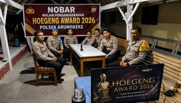 Nobar Hoegeng Award 2026, Kapolsek Arungkeke Minta Personel Teladani Polisi Berprestasi