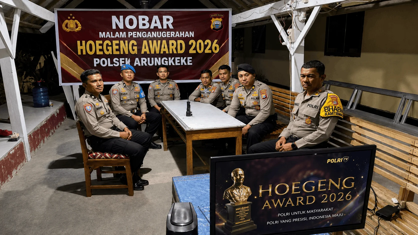 Nobar Hoegeng Award 2026, Kapolsek Arungkeke Minta Personel Teladani Polisi Berprestasi