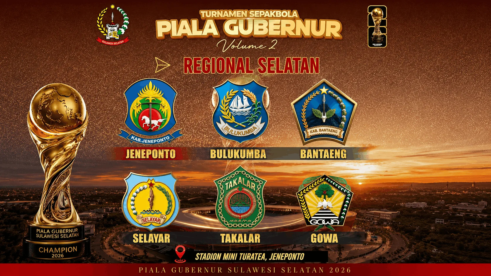 Piala Gubernur Regional Selatan Segera Digelar di Jeneponto