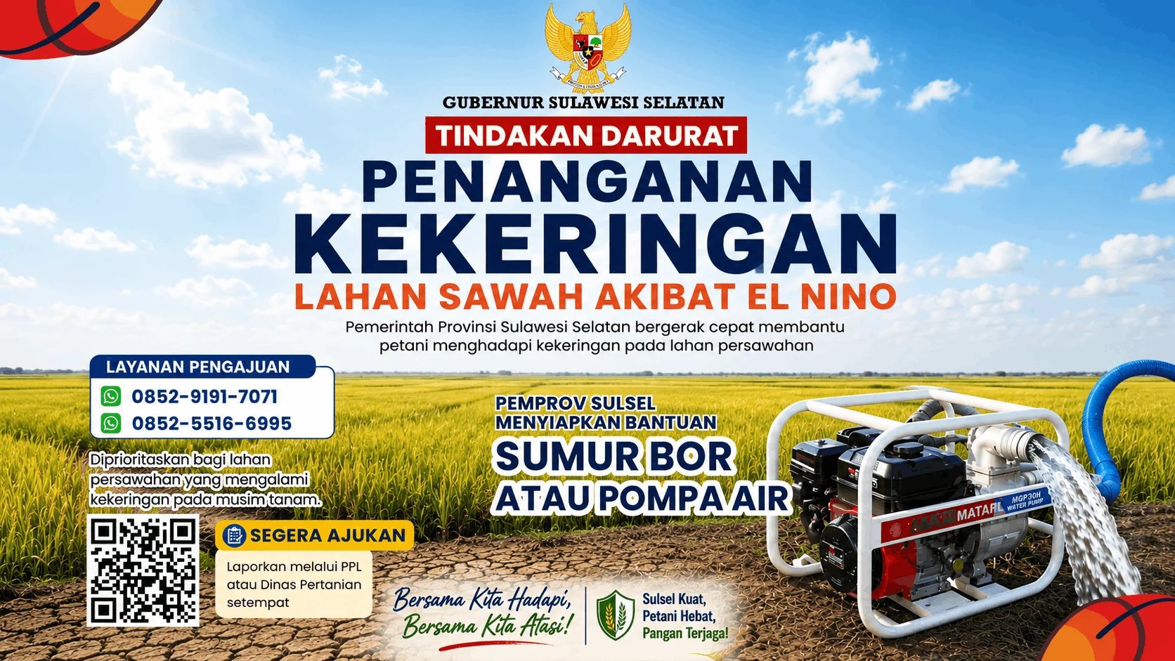 El Nino Bikin Sawah Mengering, Pemprov Sulsel Siapkan Sumur Bor dan Pompa Air untuk Petani 2 El Nino Bikin Sawah Mengering, Pemprov Sulsel Siapkan Sumur Bor dan Pompa Air untuk Petani