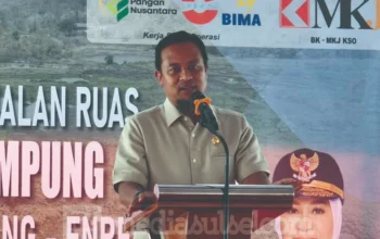 Jalan Paleteang–Malimpung–Kabere Diresmikan, Akses Empat Kabupaten di Sulsel Makin Terhubung 4 Gubernur Sulawesi Selatan, Andi Sudirman Sulaiman, saat memberikan sambutan dalam peresmian ruas jalan Paleteang–Malimpung–Kabere sepanjang kurang lebih 19 kilometer, Jumat (30/10/2026).