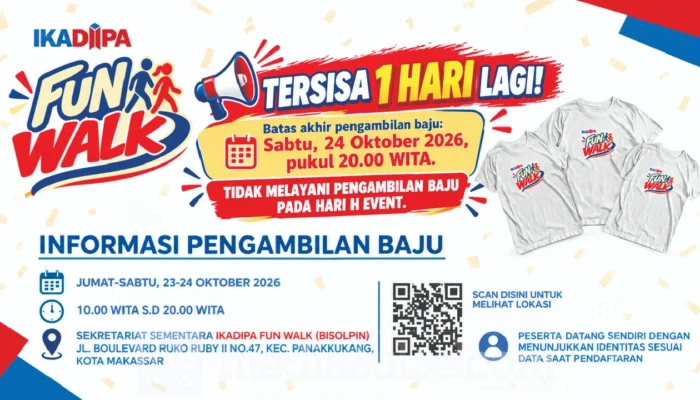 IKADIPA Fun Walk Tinggal Sehari, Pengambilan Kaos Ditutup Sabtu Malam