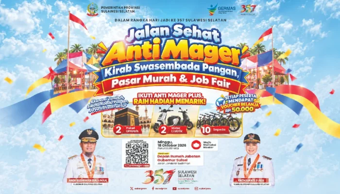 Jalan Sehat Anti Mager Sulsel Digelar 18 Oktober, Ada Hadiah Umrah dan Motor Listrik
